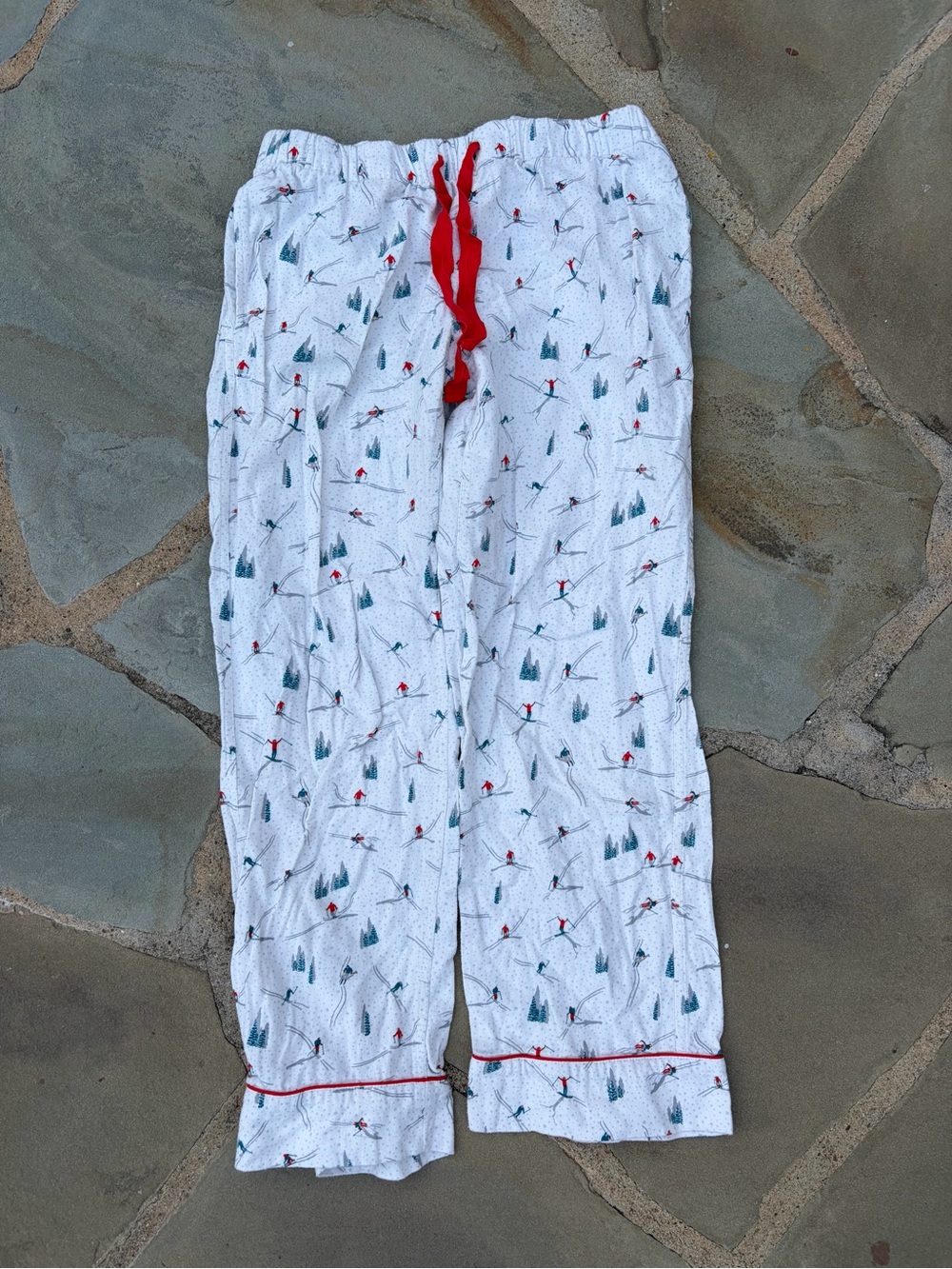 Lands' End White Pajama Pants with Ski and Snow